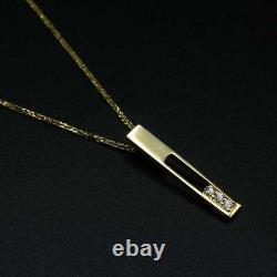 0.20Ct Round Cut Simulated Diamond 925 Sterling Silver Bar Pendant Free Chain