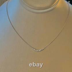 0.40Ct Round Cut Real Moissanite Curved Bar Pendant 14K White Gold Over 18 Chain