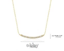 0.60Ct Real Moissanite Tester Pass Bar Necklace 14K Yellow Gold Plated Silver