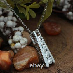 1.00 Ct Lab Created Moissanite Diamond Bar Pendant Necklace 18 Sterling Silver