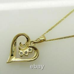 1.00 Ct Round Sapphire & Diamond Heart Pendant Necklace 14k Yellow Gold Finish