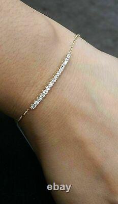 1.00Ct Round Cut Simulated Diamond Solitaire Bar Bracelet 14K Yellow Gold Plated