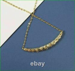1.10Ct Round Simulated Diamond Bar Women Pendant Necklace 14K Yellow Gold Plated