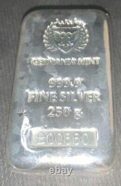 1/4 Quarter Kilo Silver Bar Germania Mint SERIAL # B00660 NEW W BOX 250 gram