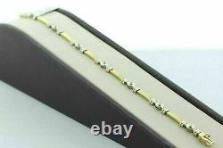 1.50Ct Round Cut Diamond 14K Two Tone Gold Finish Bar Tennis Bracelet For Womens