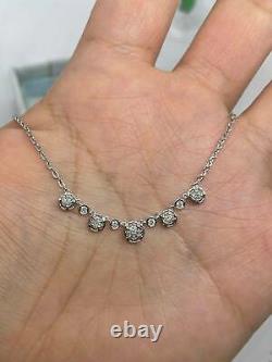 1.50Ct Round Cut Moissanite Bar Pendant Free Chain 14K White Gold Plated Silver