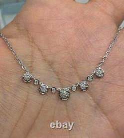 1.50Ct Round Cut Moissanite Bar Pendant Free Chain 14K White Gold Plated Silver