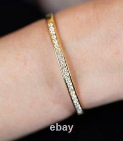 1.50Ct Round Simulated Diamond Tennis Bangle Bracelet Gold Plated 925 Silver