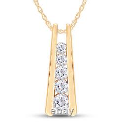 1 Ct Lab Created Moissanite Journey Bar Pendant 14k Gold Plated Sterling
