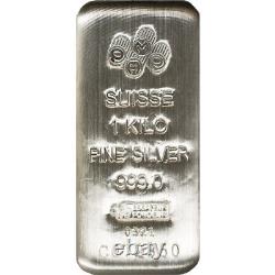 1 Kilo PAMP Suisse Silver Bar (New, Cast with Assay)