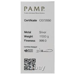 1 Kilo PAMP Suisse Silver Bar (New, Cast with Assay)