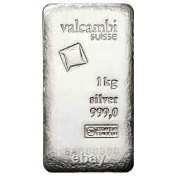 1 Kilo Valcambi Cast Silver Bar Antique Finish (New with Assay)