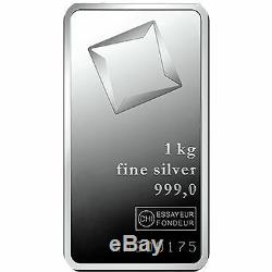 1 Kilo Valcambi Silver Bar Glossy. 999 fine (New with Assay)