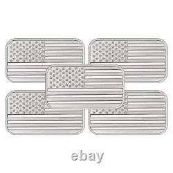 1 oz SilverTowne American Flag Silver Bar (New Lot of 5)