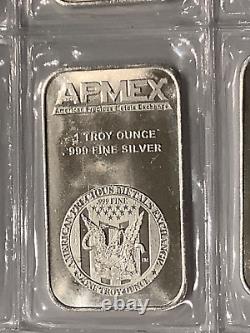 10 APMEX 1 oz. 999 fine silver bar bars set in original mint seal New Mint