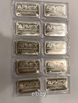 10 APMEX 1 oz. 999 fine silver bar bars set in original mint seal New Mint