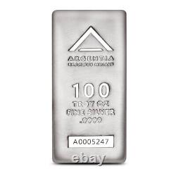 100 oz Argentia Matte Cast Silver Bar (New)