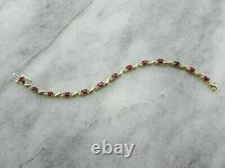 10Ct Oval Lab Created Red Ruby & Diamond Tennis Bracelet 14K Yellow Gold Finish