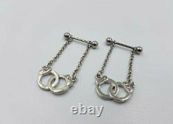 10K White Gold Over 0.60 Ct Diamond Piercing Bar Barbell Handcuffs Nipple Rings