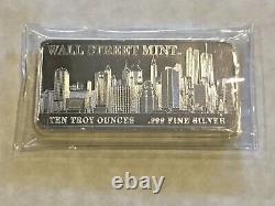 10oz Silver Bar Wall Street Mint New York Skyline World Trade Center Twin Towers