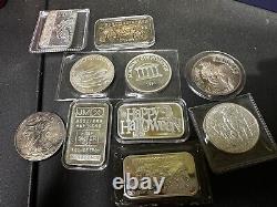 10oz Silver Bars And Rounds Lot Vintage / New 999 Fine Silver