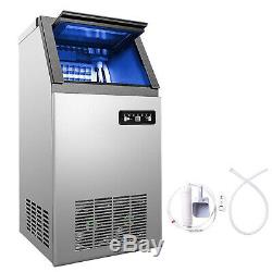 110Lbs 50kg Auto Commercial Ice Cube Maker Machine Stainless Steel Bar 110V 230W