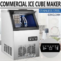 132 Lbs Commercial Ice Maker Stainless Built-in Bar Restaurant Ice Cube Machine