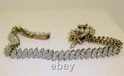 14CT Round Cut Diamond Tennis Bracelet D/VVS1 Solid 14K Yellow Gold Over Ladies