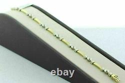 14K Two Tone Gold Finish 1.50Ct Round Cut Simulated Diamond Bar Tennis Bracelet