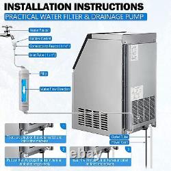 150Lb Built-in Commercial Ice Maker Bar Restaurant Ice Cube Machine Freestanding