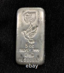 155.50 Gram Israel Holy Land Mint. 999 Cast Silver 5 Oz Dove Ingot Bar (New)