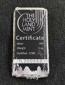 155.50 Gram Israel Holy Land Mint. 999 Cast Silver 5 Oz Dove Ingot Bar (New)