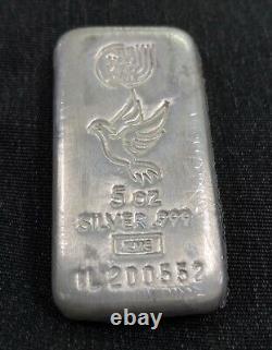 155.50 Gram Israel Holy Land Mint. 999 Cast Silver 5 Oz Dove Ingot Bar (New)