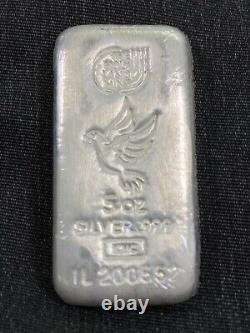 155.50 Gram Israel Holy Land Mint. 999 Cast Silver 5 Oz Dove Ingot Bar (New)