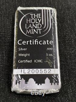 155.50 Gram Israel Holy Land Mint. 999 Cast Silver 5 Oz Dove Ingot Bar (New)