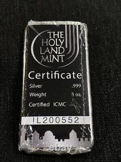 155.50 Gram Israel Holy Land Mint. 999 Cast Silver 5 Oz Dove Ingot Bar (New)