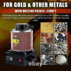 1750W Electric Melting Furnace for Silver Gold Bar Bullion Metal Smelting 6.6lb