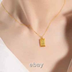 18K Solid Gold Pendant Necklace Gold Bar Bullion Brick