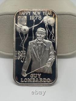 1978 Productions Guy Lombardo Happy New Year 1 Oz Silver Bar 1902-1977 Rare