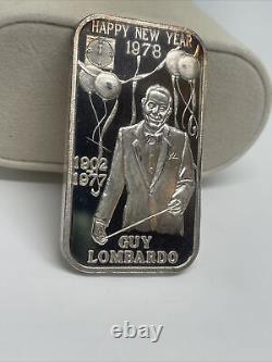 1978 Productions Guy Lombardo Happy New Year 1 Oz Silver Bar 1902-1977 Rare