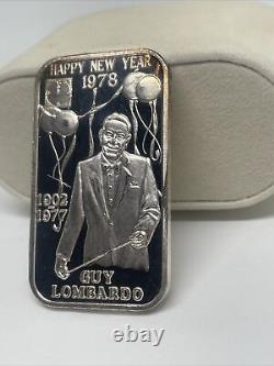 1978 Productions Guy Lombardo Happy New Year 1 Oz Silver Bar 1902-1977 Rare