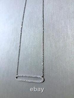 1Ct Round Cut Simulated Bar Pendant 14k White Gold Plated Silver Free Chain