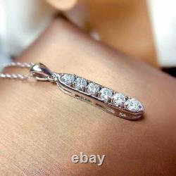 2.00 Carat Round Cut Stone Journey Pendant Necklace In 925 Silver