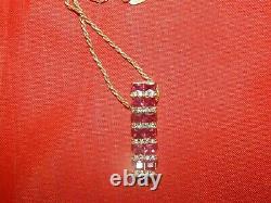2.10CT Princess Cut Pink Ruby Journey Pendant & Necklace 14K Yellow Gold Finish