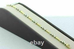 2.50 Ct Round Cut Simulated Diamond 14K Two Tone Gold Finish Bar Tennis Bracelet