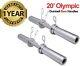 20 Olympic 2 Dumbbell Bars & Spring Collars Set Gym Weight Lifting Handles