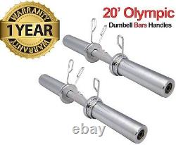 20 Olympic 2 Dumbbell Bars & Spring Collars Set Gym Weight Lifting Handles