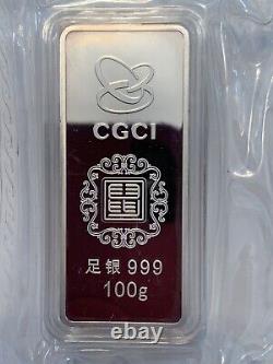 2020 CGCI China Lunar Year of the Rat 100 Gram Fine Silver Bar Ingot Sealed New