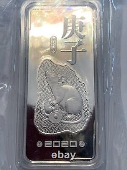 2020 CGCI China Lunar Year of the Rat 100 Gram Fine Silver Bar Ingot Sealed New