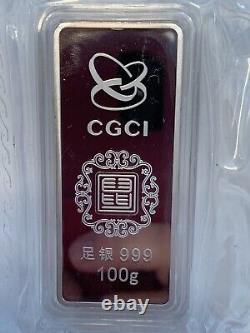 2020 CGCI China Lunar Year of the Rat 100 Gram Fine Silver Bar Ingot Sealed New